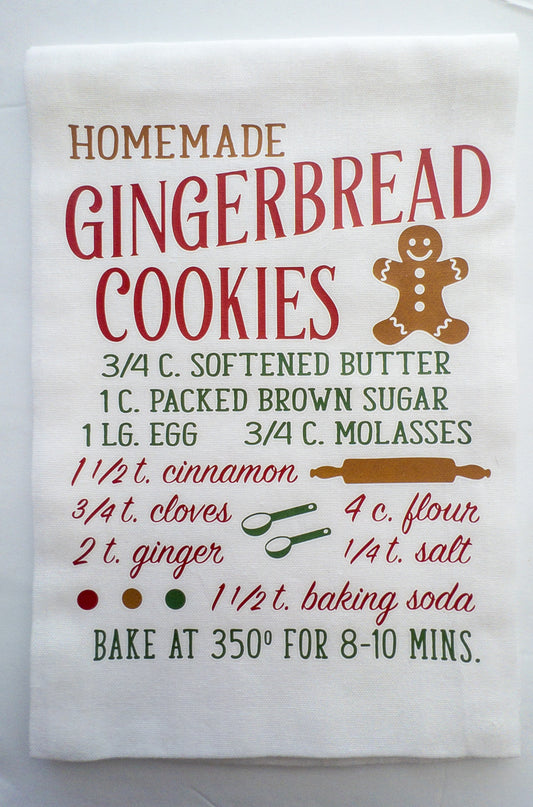 Gingerbread Cookies Recipe Tea Towel